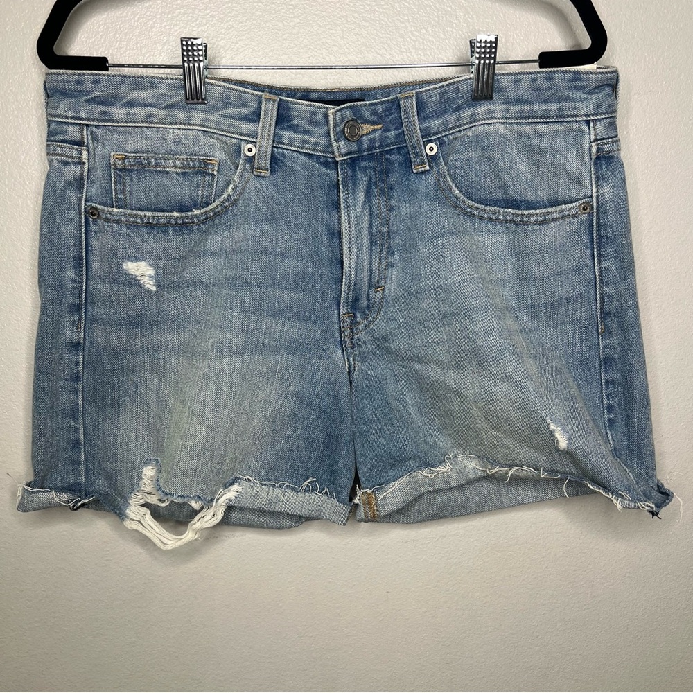 Lucky Brand High Rise Cotton Denim Jean Shorts Distressed Boyfriend 10/30